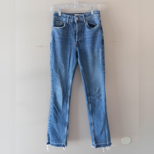 Free People Straight Leg with Slit Jean in Blue